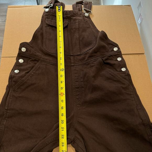 🍁 Zara Blogger Favorite Carpenter Wide Straight Leg Raw Hem Denim Overall Medium - Picture 13 of 15